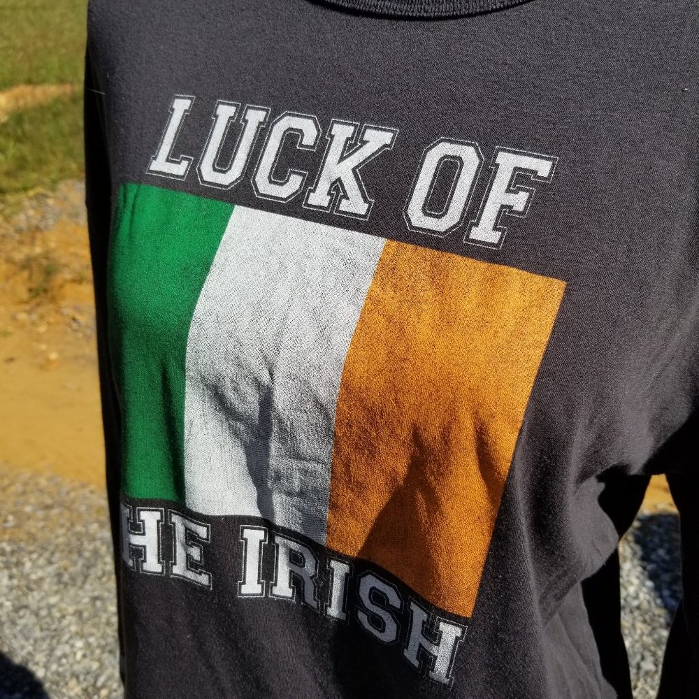 Luck of the Irish Crop top Long Sleeve Grey Large - Picture 3 of 11